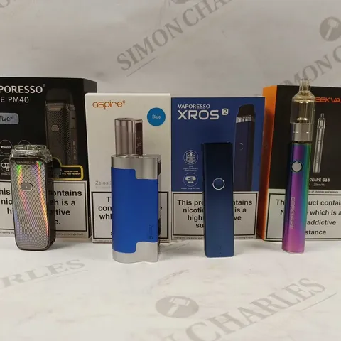 BOX OF APPROX 20 ASSORTED VAPES TO INCLUDE - VAPORESSO XROS 2 - GEEKVAPE G18 - ASPIRE ZELOS 3 MOD ECT