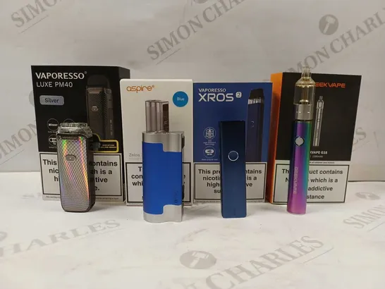 BOX OF APPROX 20 ASSORTED VAPES TO INCLUDE - VAPORESSO XROS 2 - GEEKVAPE G18 - ASPIRE ZELOS 3 MOD ECT