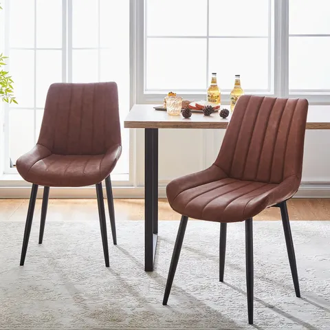 BOXED CLAIR DINING CHAIRS [SET OF 2] [PU LEATHER]