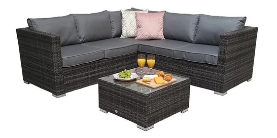 BRAND NEW BOXED ALISON AT HOME DORCHESTER OUTDOOR RATTAN SOFA AND COFFEE TABLE (1 BOX)