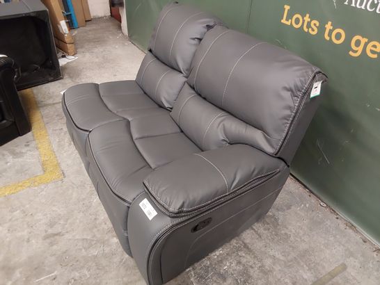 DESIGNER DARK GREY LEATHER MANUAL RECLINING SOFA SECTION