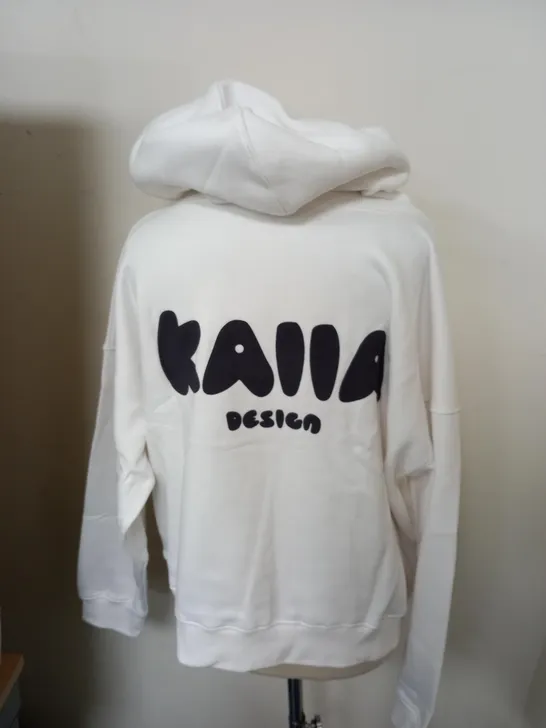 KAIIA OVERSIZED POCKET FRONT HOODIE WHITE UK 10