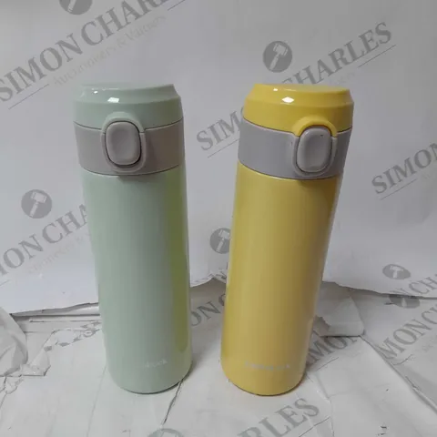 LOCK & LOCK SET OF 2 STAINLESS INSULATED DAILY POP PASTEL WATER BOTTLES