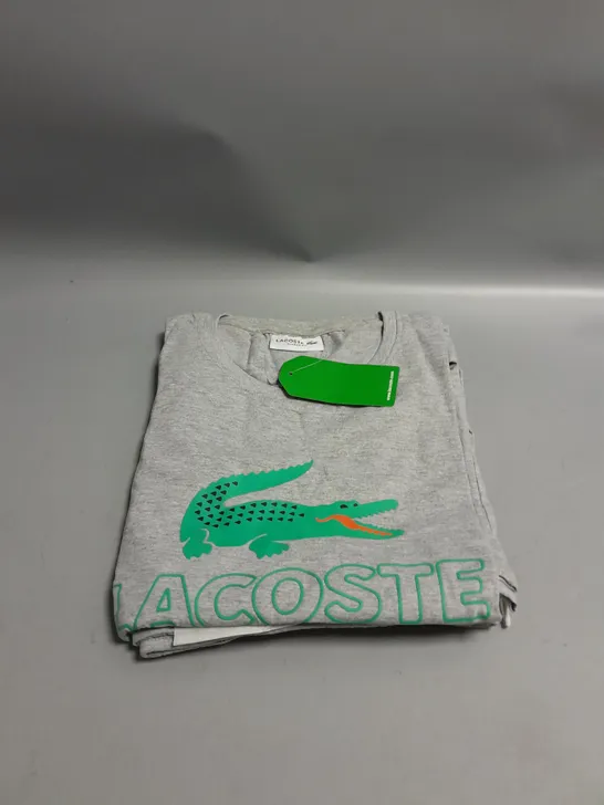 NEW LACOSTE MENS T-SHIRT AND SHORTS SET GREY XL