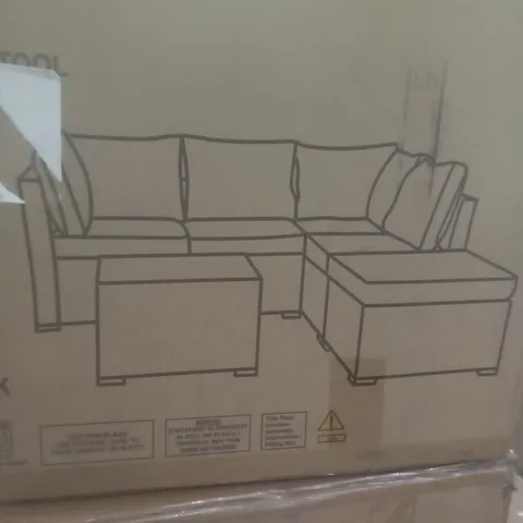 BOXED ATHENS ANTIQUE WHITE CORNER PATIO SET WITH TABLE & CHAISE (2 OF 2 BOXES)