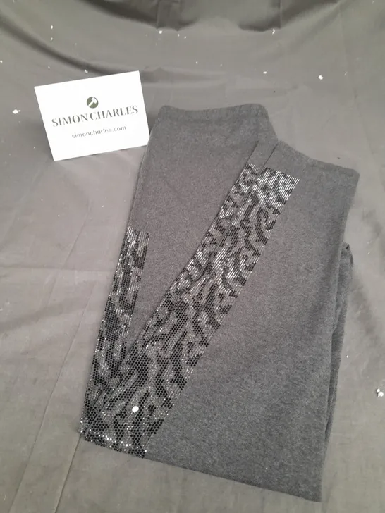 FRANK USHER LADIES GREY LEGGINGS WITH SEQUIN DETAIL SIZE L/XL