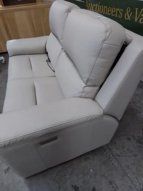 DESIGNER G PLAN MADE HARPER 2 SEATER OXFORD PUTTY LEATHER ELECTRIC RECLINING SOFA 