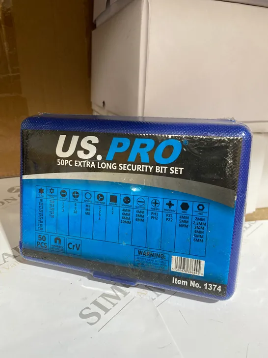 BOXED US.PRO 50PC EXTRA LONG SECURITY BIT SET 