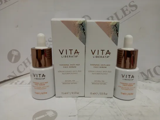 LOT OF 2 VITA LIBERATA TANNING ANTI AGE FACE SERUM NATURAL TAN (2 X 15ML)