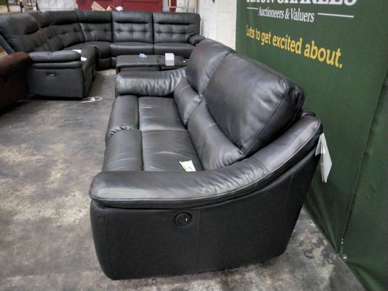 QUALITY FRANCIS 3 SEATER JET BLACK FAUX LEATHER POWER RECLINER SOFA