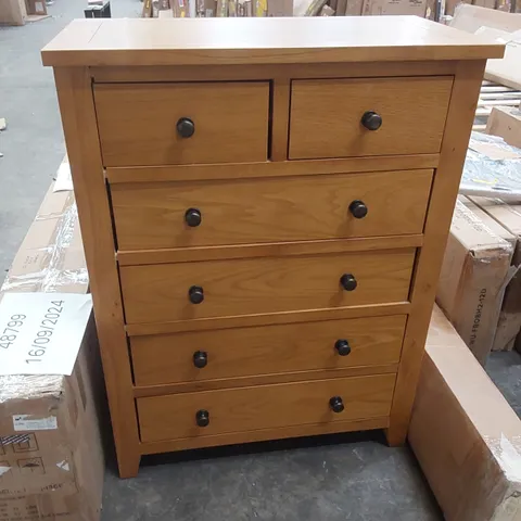 NORTH CASTLE 6-DRAWER 83cm W SOLID WOOD CHEST OF DRAWERS 