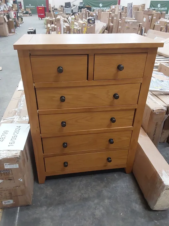 NORTH CASTLE 6-DRAWER 83cm W SOLID WOOD CHEST OF DRAWERS 