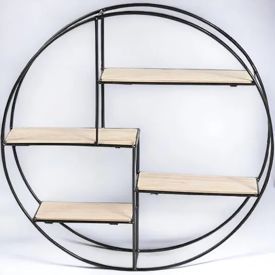 BAGGED ALMANZAR 4-TIER CIRCLE METAL TIERED WALL SHELF - BLACK