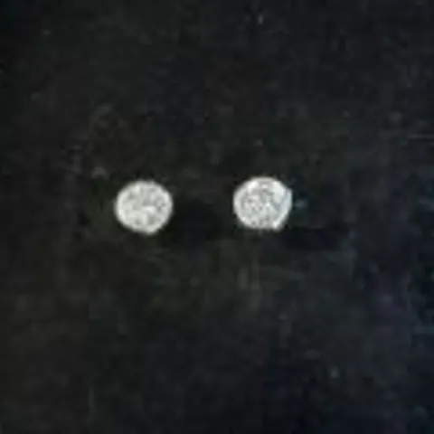 18CT WHITE GOLD STUD EARRINGS RUB OVER SET WITH NATURAL DIAMONDS