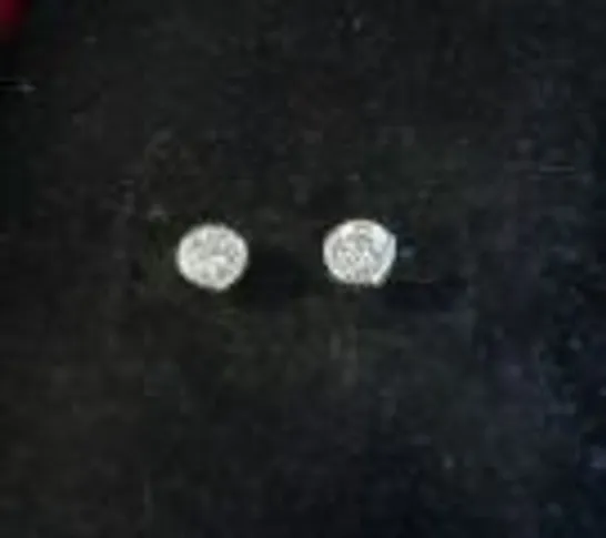 18CT WHITE GOLD STUD EARRINGS RUB OVER SET WITH NATURAL DIAMONDS