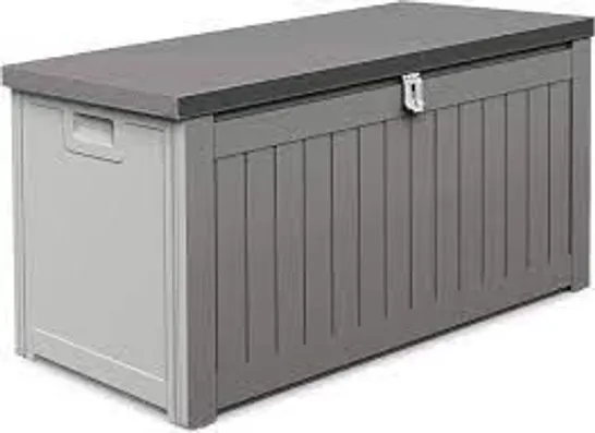 BOXED ONTARIO 190L PLASTIC STORAGE BOX WITH GAS LIFTS 