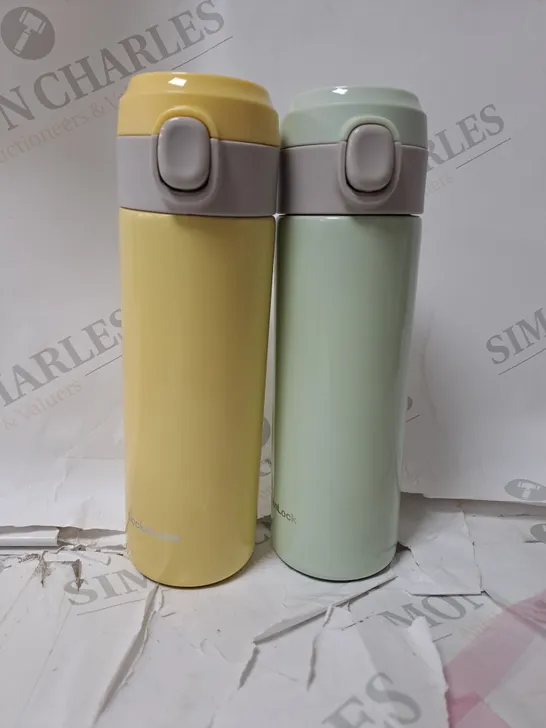 LOCK & LOCK SET OF 2 STAINLESS INSULATED DAILY POP PASTEL WATER BOTTLES