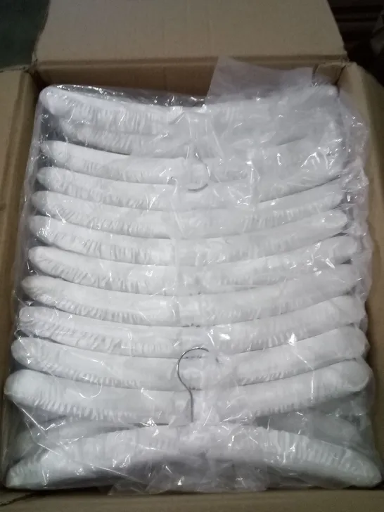 PALLET OF ASSORTED BOXED WHITE HANGERS 