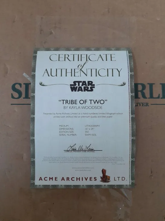 STAR WARS - TRIBE OF TWO BY KAYLA WOODSIDE - COMES WITH CERTIFICATE OF AUTHENTCITY