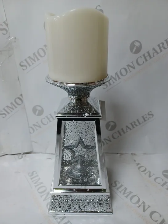 BOXED JM BY JULIEN MACDONALD FLAMELESS CANDLE HOLDER WITH SWIRLING GLITTER