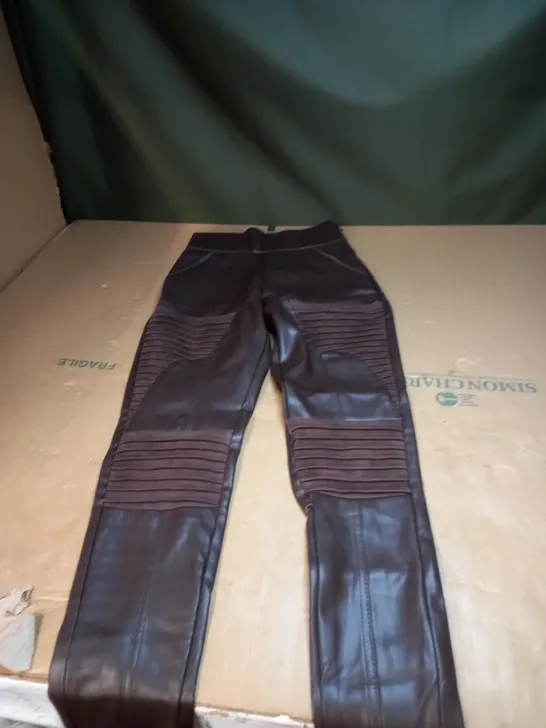 VEGAN LEATHER AND SUEDE RIBBED LEGGINGS SIZE 10