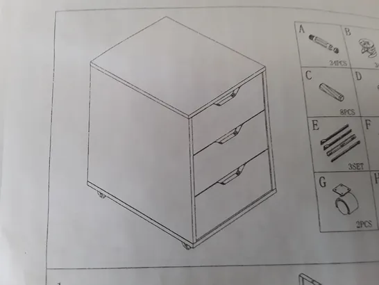 BOXED 3 TIER STORAGE CABINET WITH WHEELS - WHITE