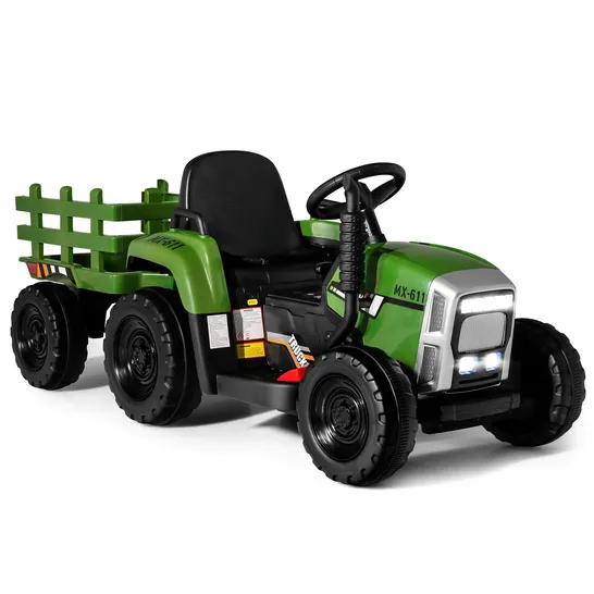 BOXED GREEN COSTWAY 12 VOLT 1 SEATER TRACTORS / CONSTRUCTION BATTERY POWERED RIDE ON WITH REMOTE CONTROL