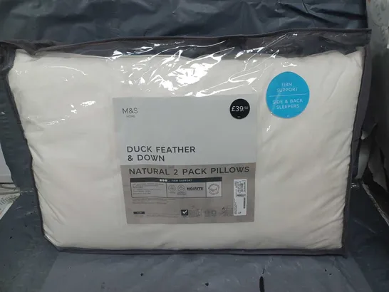 M&S DUCK FEATHER & DOWN NATURAL 2 PACK OF PILLOWS IN WHITE