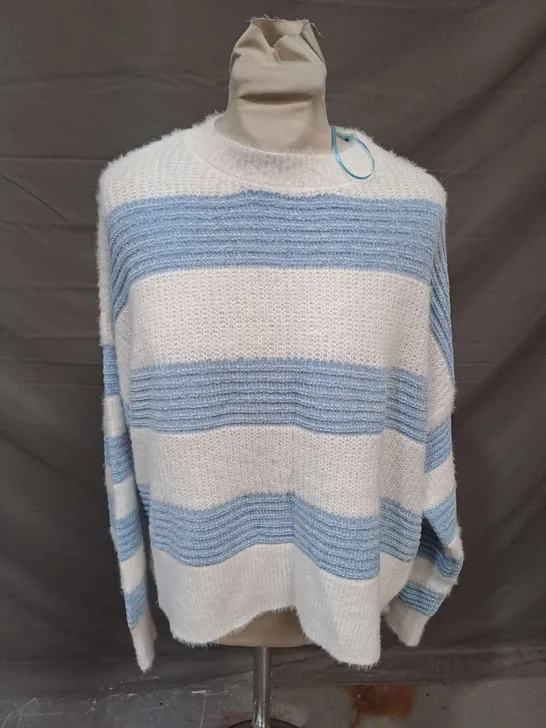 IZABEL WIDE STRIPE JUMPER IN WHITE/BLUE SIZE 10