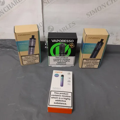 BOX OF APPROXIMATELY 20 ASSORTED E-CIGARATTES TO INCLUDE VAPORESSO, INNOKIN, ASPIRE ETC