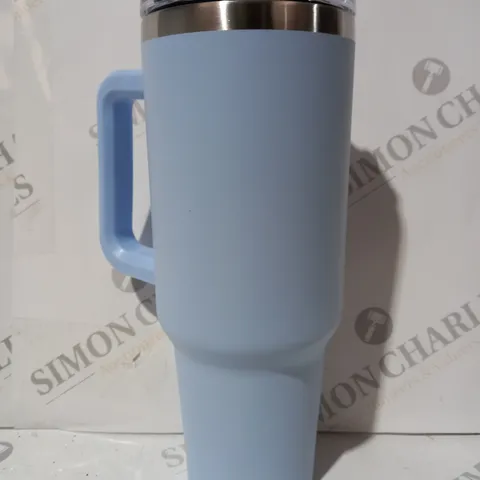 BOXED UNBRANDED STAINLESS STEEL THERMAL TRAVEL FLASK IN SKY BLUE