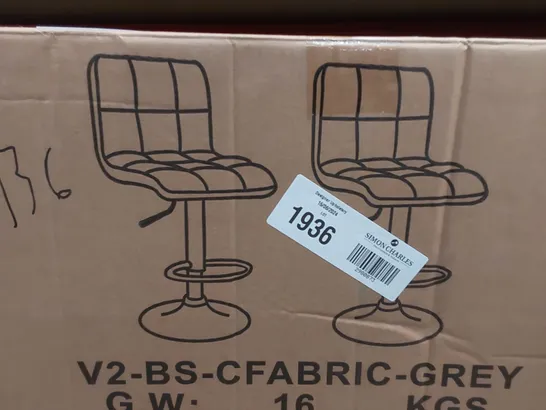 BOXED NEO FABRIC UPHOLSTERED BAR STOOL - GREY (1 BOX)