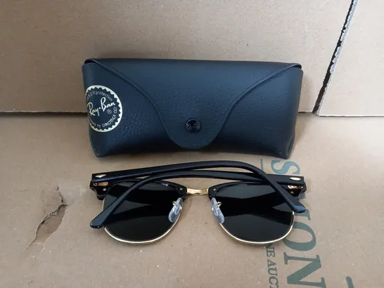 BOXED RAY-BAN CLUBMASTER SUNGLASSES WITH GOLD TRIM 