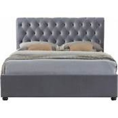 BOXED 135CM MARLOW FABRIC BED GREY VELVET (3 BOXES)