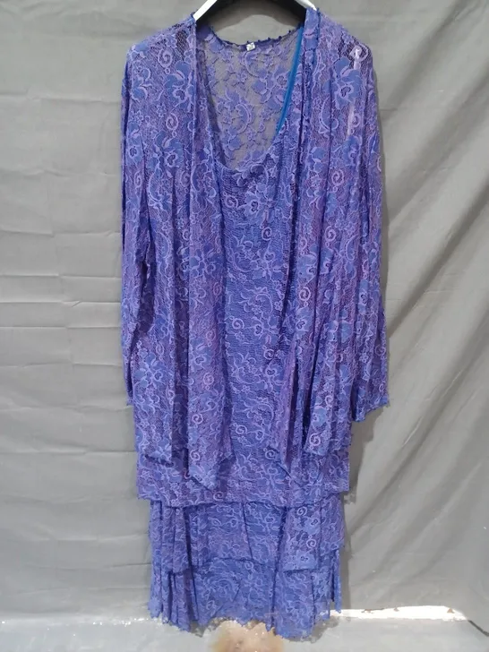 CAPRI BY MON CHERI FLORAL MESH 2 PIECE JACKET & DRESS IN ROYAL BLUE - SIZE 20W