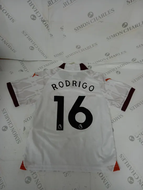 MANCHESTER CITY FC AWAY SHIRT WITH RODRIGO 10 SIZE 22