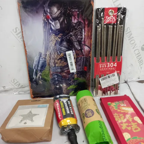 BOX OF APPROXIMATELY 15 ASSORTED ITEMS TO INCLUDE - CHOP STICKS, CHINESE ENVELOPES, BRICK LINE ETC