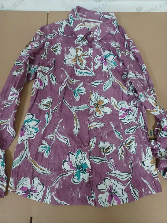 SEASALT CORNWALL THE LARISSA SHIRT INN FLORAL PURPLE - UK 8