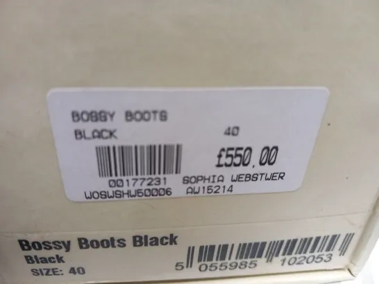 BOXED PAIR OF SOPHIA WEBSTER BOSSY BOOTS BLACK SIZE 40