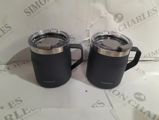 LOCK & LOCK SET OF INSULATED STAINLESS STEEL MUGS - NAVY