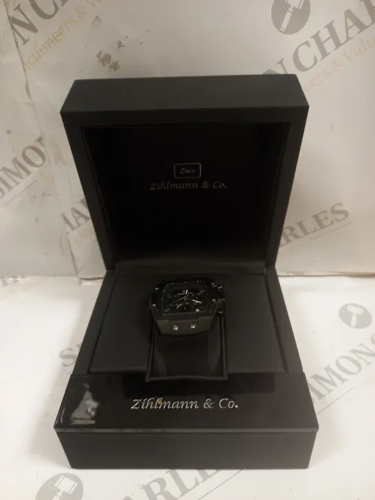 MENS ZIHLMANN & CO Z911 WATCH – CHRONOGRAPH MOVEMENT – BLACK DIAL – 3ATM – QUICK RELEASE RUBBER STRAP – 3ATM WATER RESISTANT