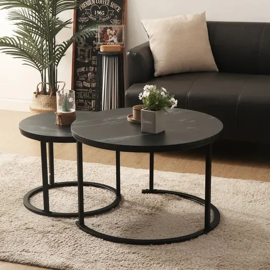 BOXED GISBERTA FRAME COFFEE TABLE SET OF 2 ROUND NESTING TABLES (1 BOX)