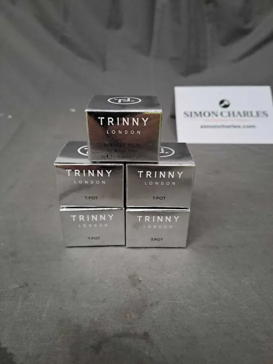 LOT OF 5 TRINNY LONDON 4 X EMPTY REFILL POTS AND 1 X MIRACLE BLUR LIP & LINE FILLER 4G 