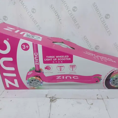 BOXED AND SEALED ZINC 3 WHEELED LIGHT UP STAR SCOOTER 