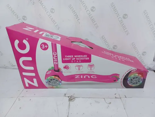 BOXED AND SEALED ZINC 3 WHEELED LIGHT UP STAR SCOOTER  RRP £39.99