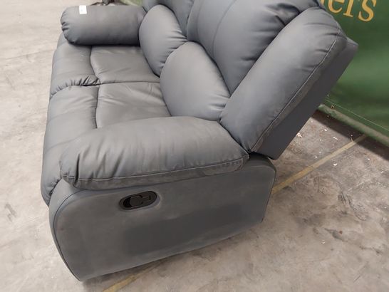 DESIGNER MANUAL RECLINING TWO SEATER SOFA GREY LEATHER 