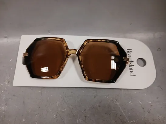 RIVER ISLAND HEXAGON BROWN SUNGLASSES 