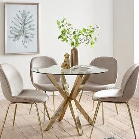 BOXED CHOPSTICK 100CM ROUND BRASS DINING TABLE (ONLY BOX 1 OF 2)