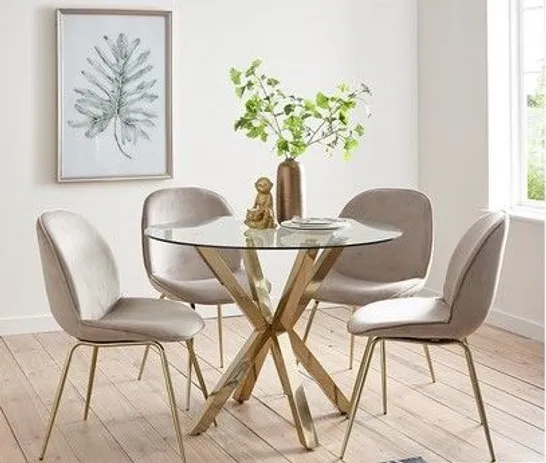 BOXED CHOPSTICK 100CM ROUND BRASS DINING TABLE (ONLY BOX 1 OF 2) RRP £669