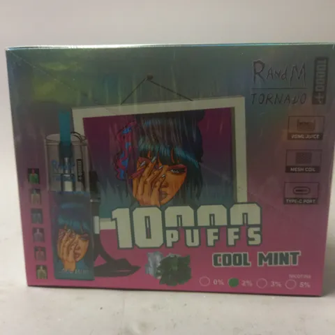 SEALED AND BOXED R AND M TORNADO DISPOSABLE VAPES - COOL MINT - 10 PER BOX